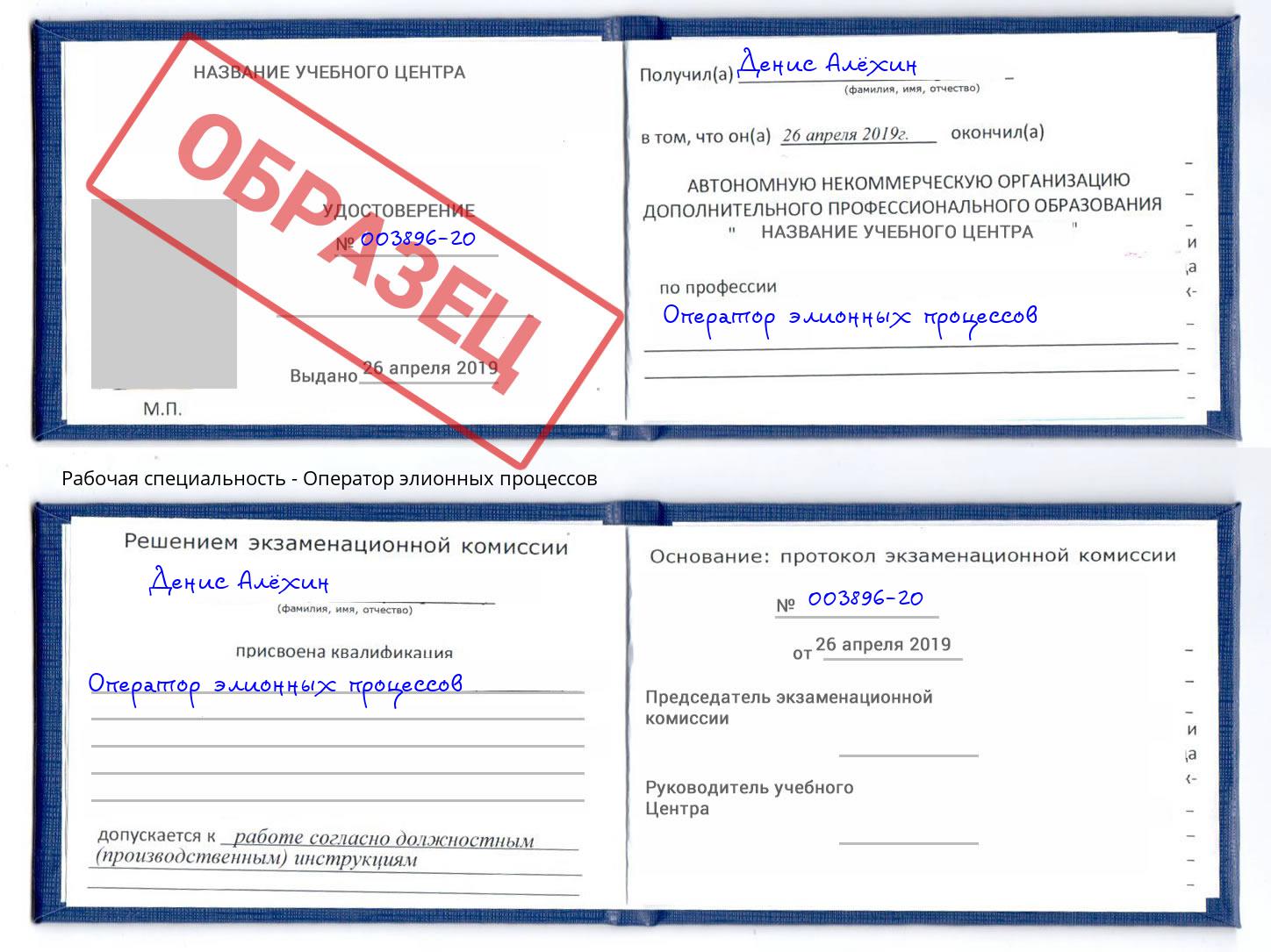 Оператор элионных процессов Крым
