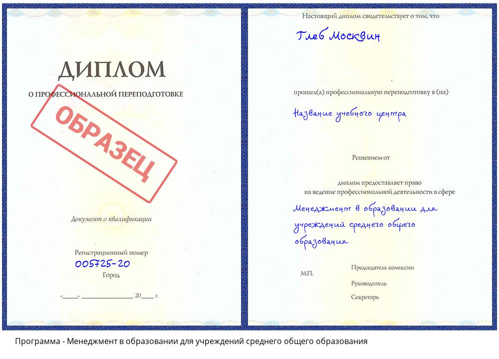Менеджмент в образовании для учреждений среднего общего образования Крым