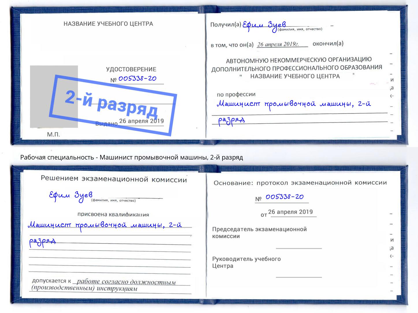 корочка 2-й разряд Машинист промывочной машины Крым