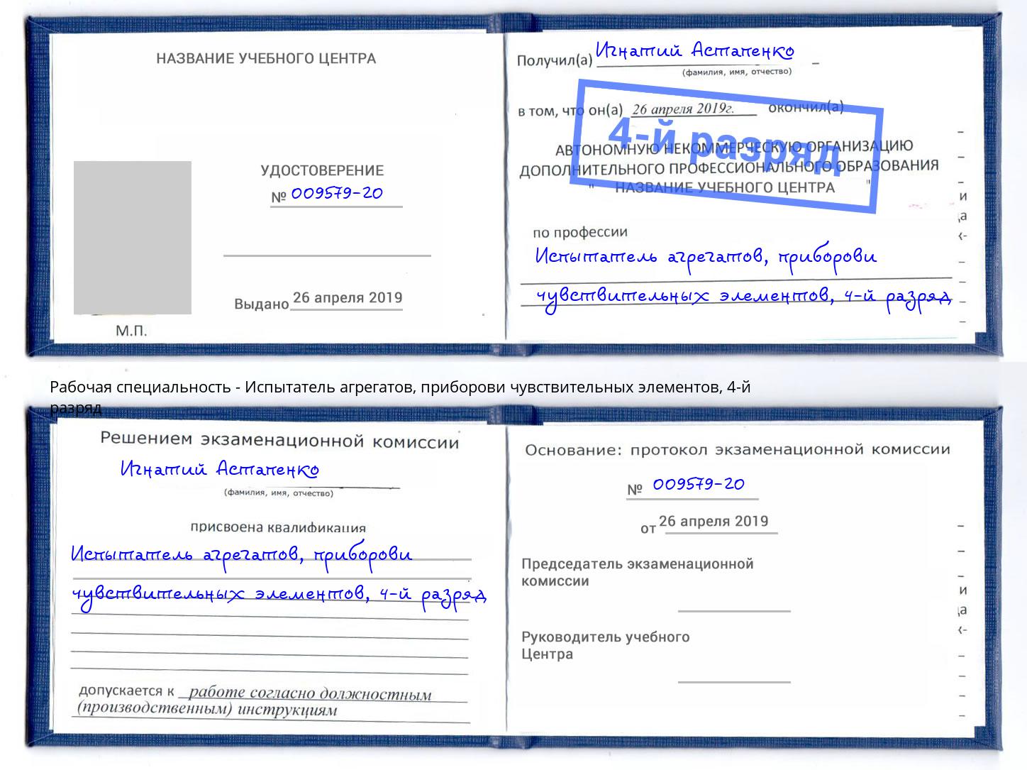 корочка 4-й разряд Испытатель агрегатов, приборови чувствительных элементов Крым